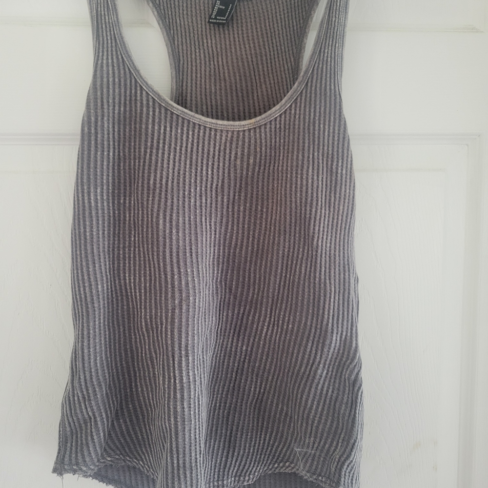 Forever 21 Gray Ribbed Sleeveless Tank Top